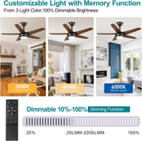 Low Profile Flush Mount Ceiling Fan with Lights - 44IN Modern Indoor/Outdoor Ceiling Fan Light with Remote/APP, Reversible DC Motor with 6 Speeds, Dimming, Brown