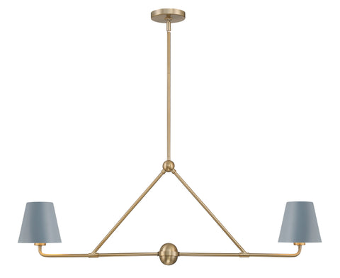 Xavier 2 Light Vibrant Gold + Blue Chandelier - C193-XAV-B9302-VG-BL