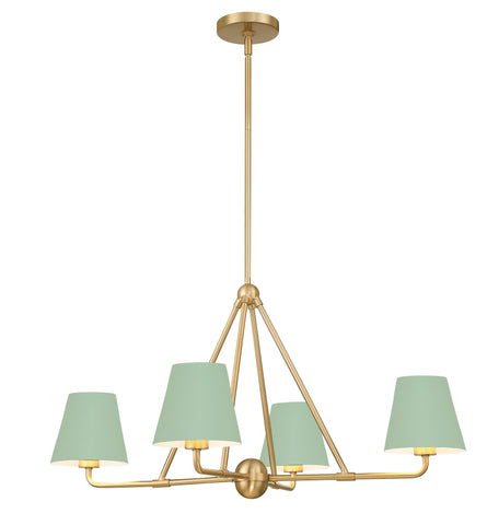 Xavier 4 Light Vibrant Gold + Green Chandelier - C193-XAV-B9304-VG-GR