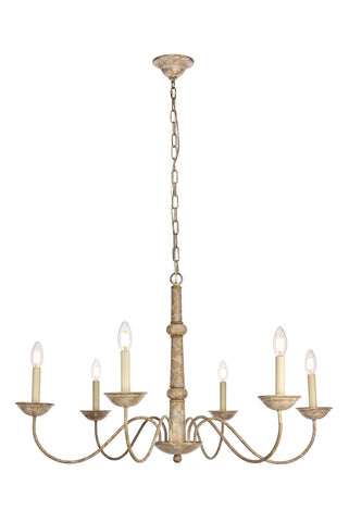 ZC121-LD6007D35WD - Living District: Merritt Collection Chandelier D35 H21.6 Lt:6 Weathered Dove Finish