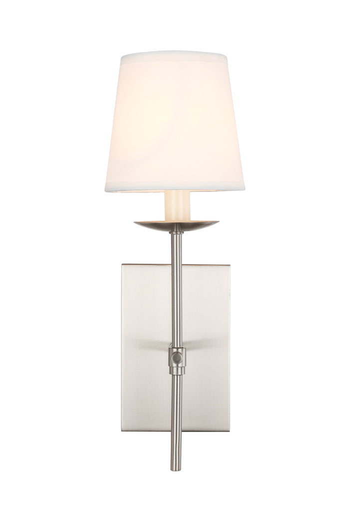 ZC121-LD6102W4BN - Living District: Eclipse 1 light Burnished Nickel and White shade wall sconce