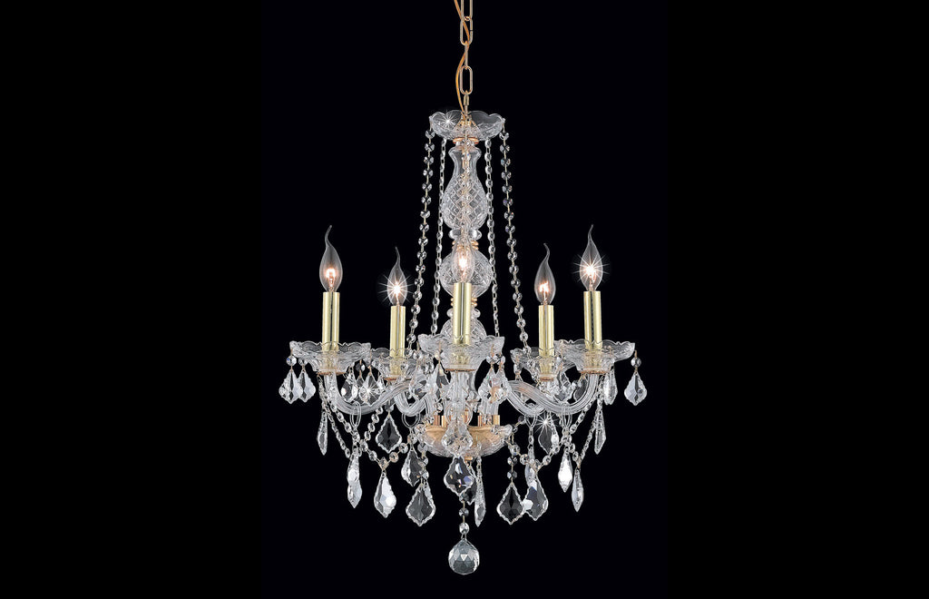 C121-7855D21G/EC - Regency Lighting: Verona 5 light Gold Chandelier Clear Elegant Cut Crystal