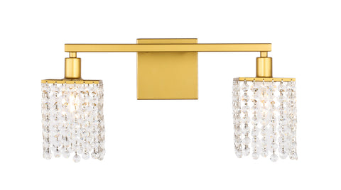 ZC121-LD7008BR - Living District: Phineas 2 light Brass and Clear Crystals wall sconce