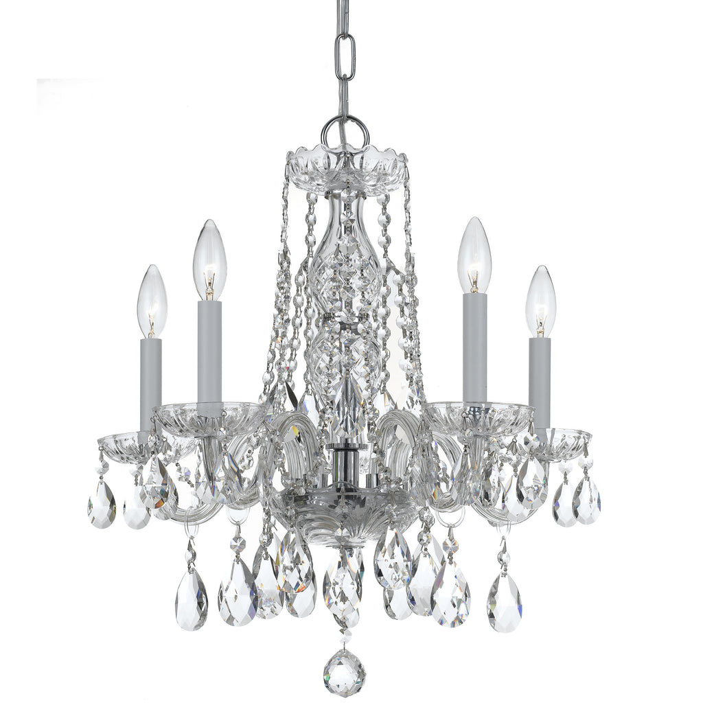 5 Light Polished Chrome Crystal Mini Chandelier Draped In Clear Swarovski Strass Crystal - C193-1061-CH-CL-S