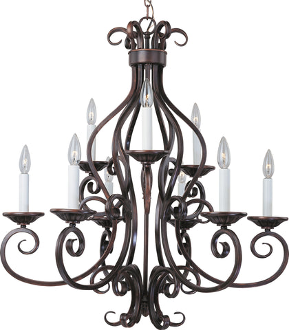 Manor 9-Light Chandelier with Shades Oil Rubbed Bronze - C157-12216OI/SHD123