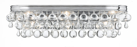 6 Light Polished Chrome Transitional Bathroom-Vanity Light Draped In Clear Glass Drops - C193-133-CH