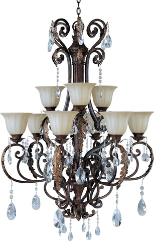 Augusta 9-Light Chandelier with Crystals Auburn Florentine - C157-13566CFAF/CRY080