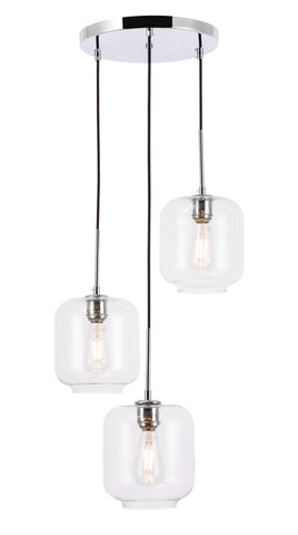 ZC121-LD2274C - Living District: Collier 3 light Chrome and Clear glass pendant