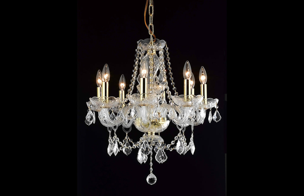 C121-7838D20G/RC - Regency Lighting: Princeton 8 light Gold Chandelier Clear Royal Cut Crystal