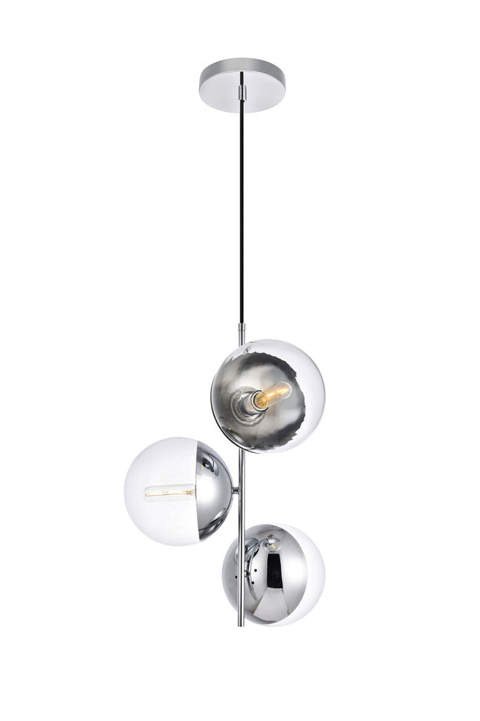 ZC121-LD6125C - Living District: Eclipse 3 Lights Chrome Pendant With Clear Glass