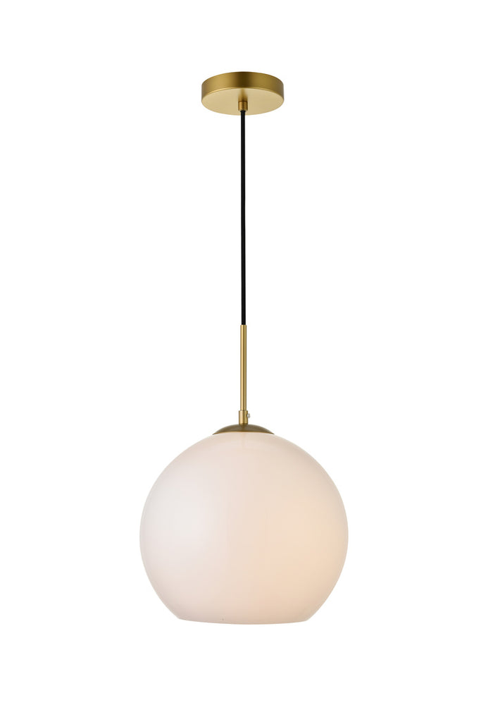 ZC121-LD2225BR - Living District: Baxter 1 Light Brass Pendant With Frosted White Glass