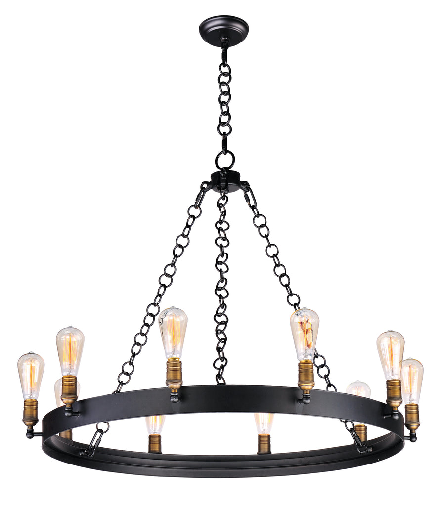 Noble 10-Light Chandelier w/Bulbs Black / Natural Aged Brass - C157-26275BKNAB/BUI