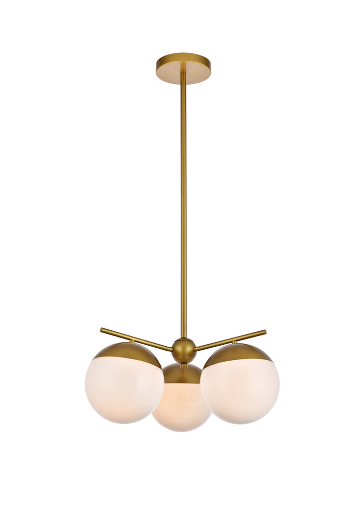 ZC121-LD6132BR - Living District: Eclipse 3 Lights Brass Pendant With Frosted White Glass