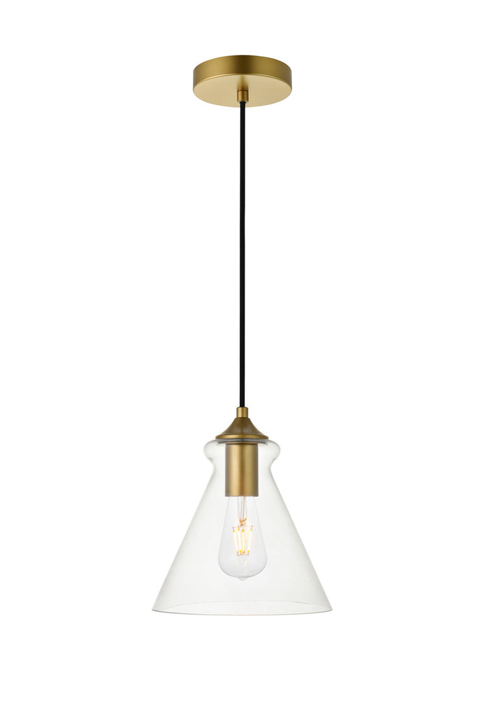 ZC121-LD2244BR - Living District: Destry 1 Light Brass Pendant With Clear Glass