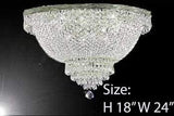 Set of 3-1 French Empire Crystal Chandelier Lighting H36 X W30 & 1 French Empire Crystal Chandelier Lighting H30 X W24 and 1 French Empire Crystal Semi Flush Basket Chandeliers Lighting H18 X W24 - CS/870/14+ CS/870/9+ FLUSH/CS/870/9