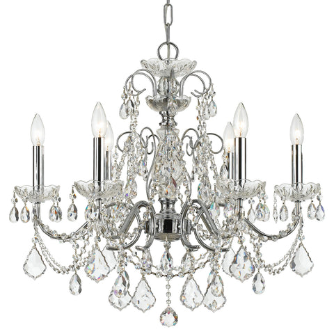 6 Light Polished Chrome Crystal Chandelier Draped In Clear Swarovski Strass Crystal - C193-3226-CH-CL-S