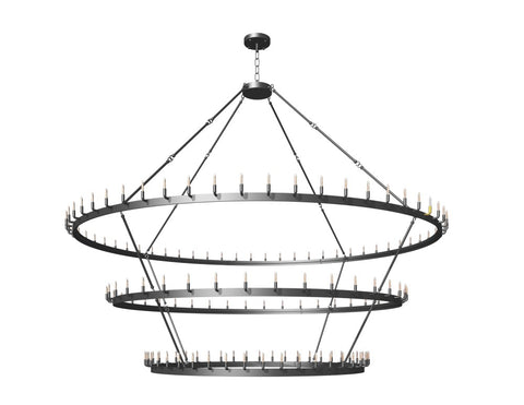 Wrought Iron Vintage Barn Metal Castile Three Tier Chandelier Industrial Loft Rustic Lighting W122" - G7-3428/162