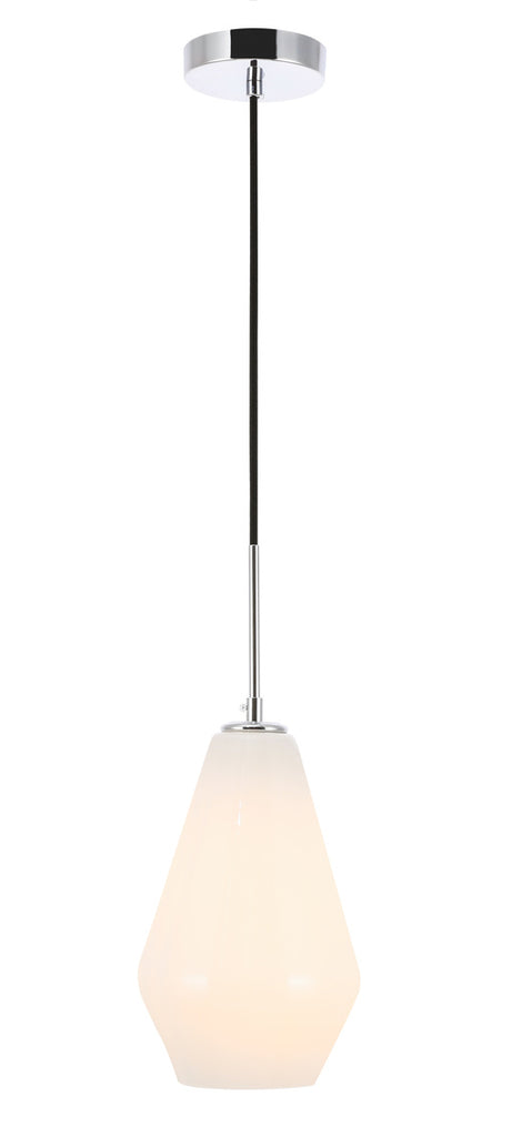 ZC121-LD2261C - Living District: Gene 1 light Chrome and Frosted white glass pendant