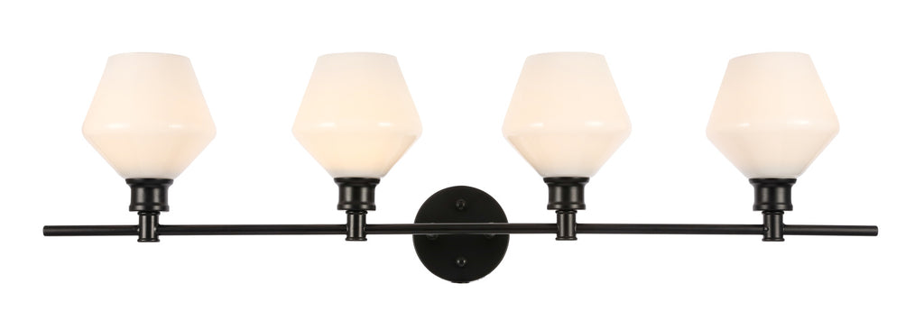 ZC121-LD2321BK - Living District: Gene 4 light Black and Frosted white glass Wall sconce