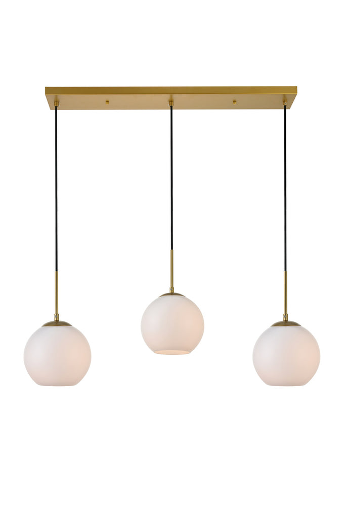 ZC121-LD2237BR - Living District: Baxter 3 Lights Brass Pendant With Frosted White Glass