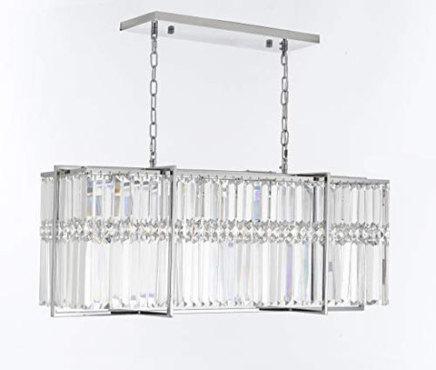 8 Light 37" Modern Contemporary Crystal Chandelier Rectangular Chandeliers LightingLimited Edition - G7-92606/8