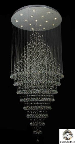 Swarovski Crystal Trimmed Chandelier Modern Contemporary Chandelier "Rain Drop" Chandeliers H 100" W 41" (Over 8Ft Tall) - G7-B35/6874/16Sw