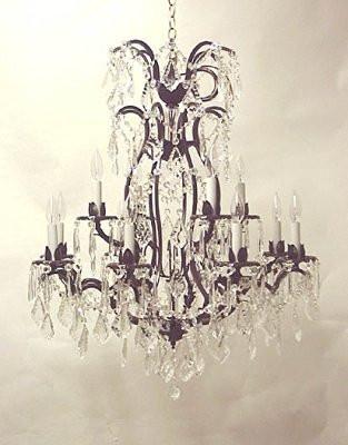 Wrought Iron Crystal Chandelier W/Swarovski Crystal H36" X W28" - A500-52/3034/8+4Sw