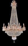 Set of 2-1 French Empire Gold Crystal Chandelier Lighting W 25" H52" 12 Lights and 1 French Empire Gold Crystal Chandelier Lighting 25 x 32, 12 Lights - 1EA C7/1280/8+4 + 1EA 1280/8+4