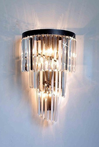 Retro Palladium Crystal Glass Fringe Helix 3 Tier Spiral Wall Sconces - A7-1100/4