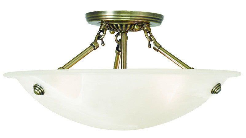 Livex Oasis  3 Light Antique Brass Ceiling Mount - C185-4273-01