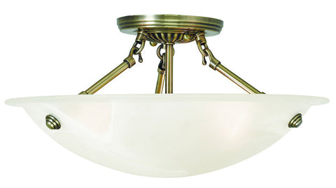 Livex Oasis  3 Light Antique Brass Ceiling Mount - C185-4273-01