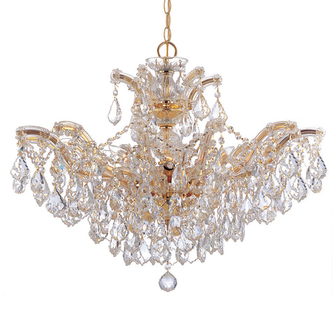 6 Light Gold Crystal Chandelier Draped In Clear Spectra Crystal - C193-4439-GD-CL-SAQ