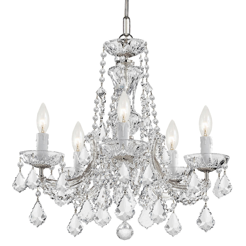 5 Light Polished Chrome Crystal Mini Chandelier Draped In Clear Swarovski Strass Crystal - C193-4476-CH-CL-S