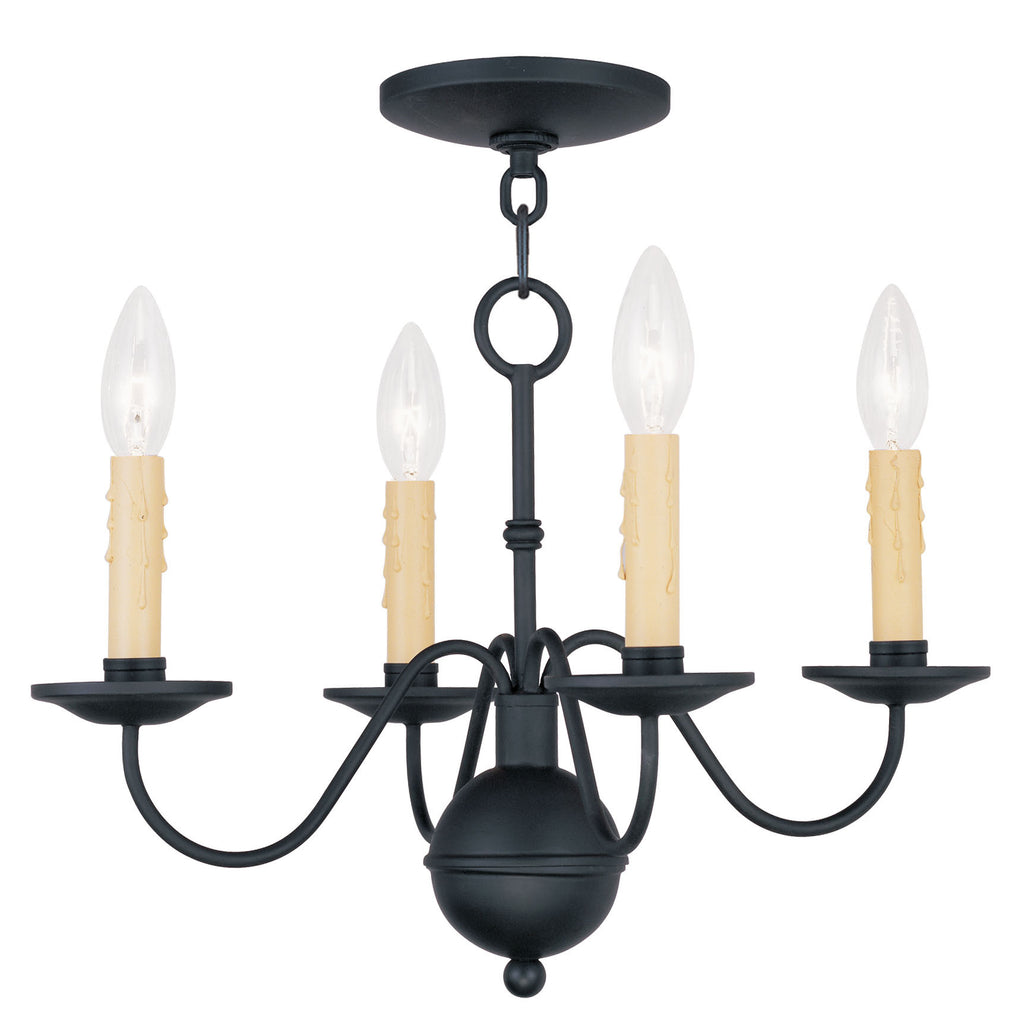 Livex Heritage 4 Light Black Mini Chandelier - C185-4494-04