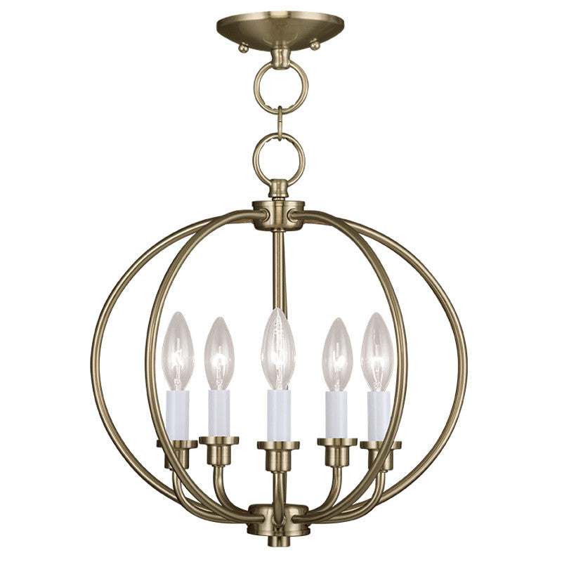 Livex Milania 5 Light AB :Chain Lantern/Ceiling Mount - C185-4665-01