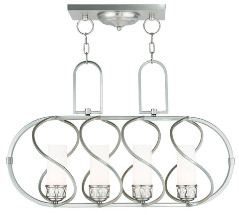 Livex Westfield 4 Light Brushed Nickel Linear Chandelier - C185-47195-91