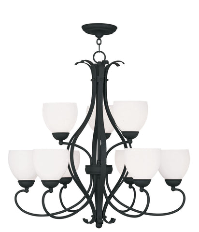 Livex Brookside 9 Light Black Chandelier - C185-4769-04