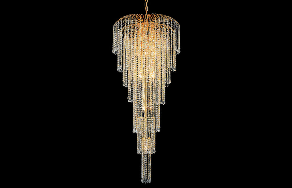 C121-6801G25G/EC - Regency Lighting: Falls 11 light Gold Chandelier Clear Elegant Cut Crystal