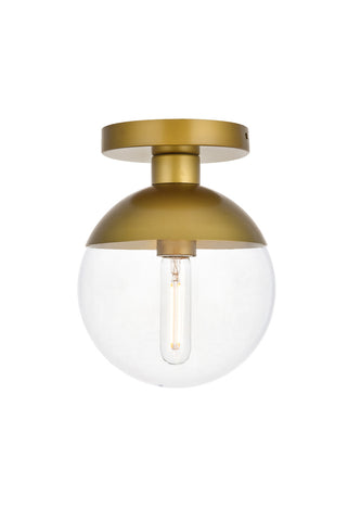 ZC121-LD6055BR - Living District: Eclipse 1 Light Brass Flush Mount With Clear Glass