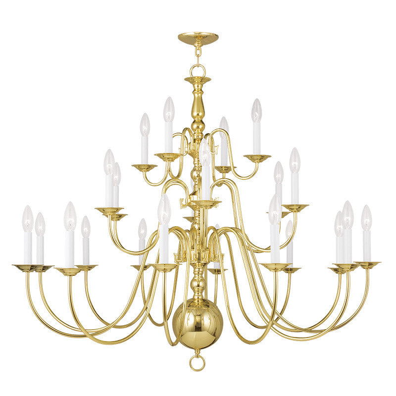 Livex Williamsburgh 22 Light Polished Brass Chandelier - C185-5015-02