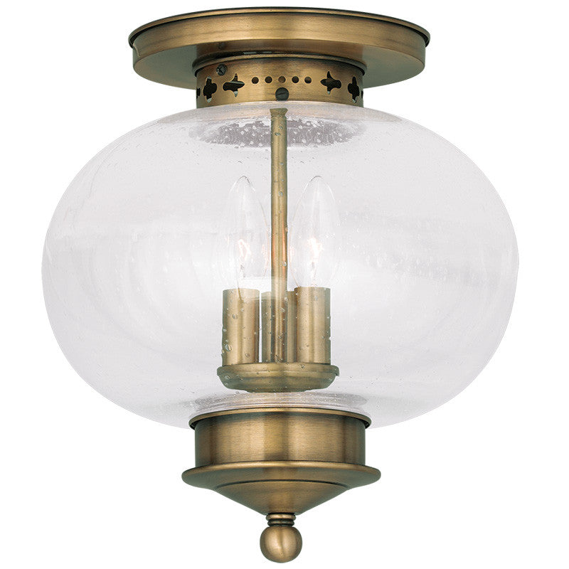 Livex Harbor 3 Light Antique Brass Ceiling Mount - C185-5037-01