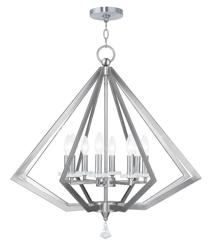 Livex Diamond 8 Light Brushed Nickel Chandelier - C185-50668-91