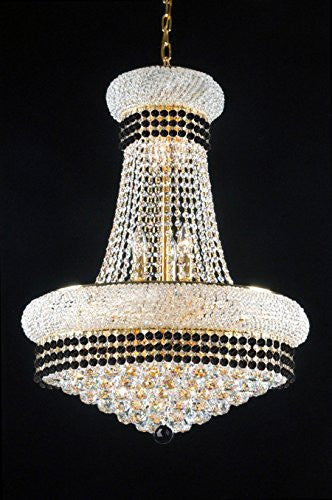 French Empire Crystal Chandelier Chandeliers Lighting Trimmed With Jet Black Crystal Good For Dining Room Foyer Entryway Family Room And More H32" X W24" - A93-B79/542/15