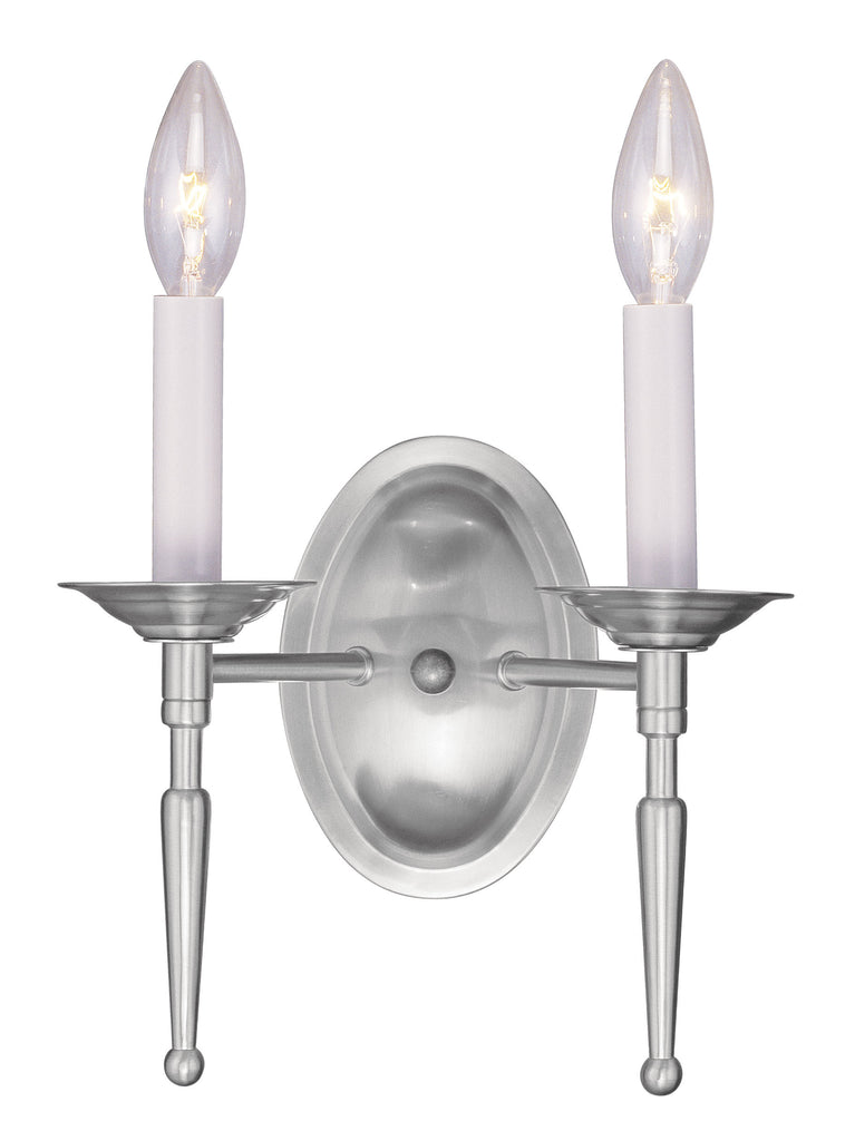 Livex Williamsburgh 2 Light Brushed Nickel Wall Sconce - C185-5122-91