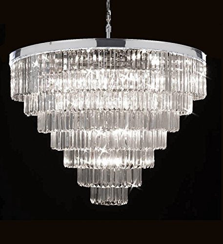 Retro Palladium Crystal Glass Fringe 7 Tier Chandelier Chrome Finish H.35.5" X W.43.5" - G7-2164/33