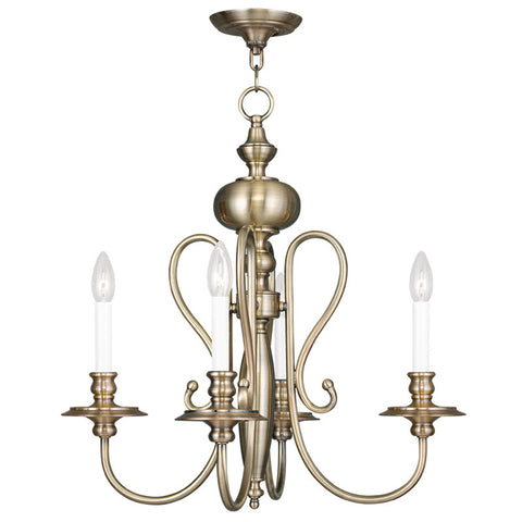 Livex Caldwell 4 Light Antique Brass Chandelier - C185-5164-01