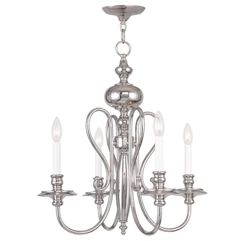 Livex Caldwell 4 Light Polished Nickel Chandelier - C185-5164-35