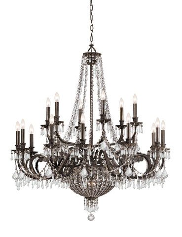 23 Light English Bronze Colonial Chandelier Draped In Clear Hand Cut Crystal - C193-5169-EB-CL-MWP