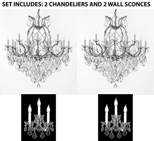 Set Of 4 - 2 Maria Theresa Chandelier Crystal Lighting Chandeliers H38" X W37" And 2 Maria Theresa Wall Sconce Crystal Lighting H14" x W11.5" - 2Ea Cs/1/21510/15+1 2Ea Cs/2813/3