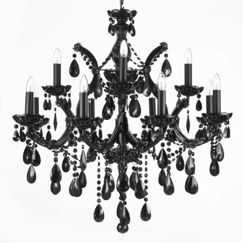 Jet Black Chandelier Crystal Lighting 30X28 - A83-Black/21532/12+1